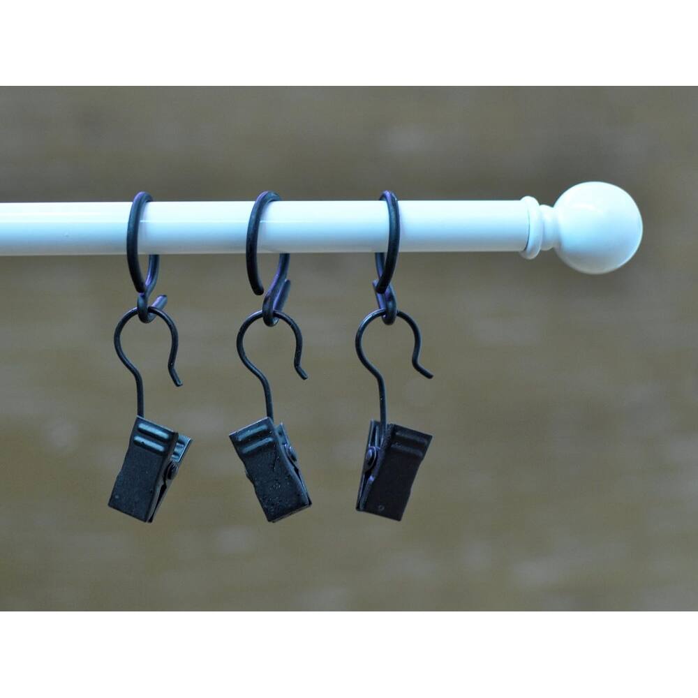 S Hook Rings with Clips for 1/2-inch Cafe Rod, Set of 10