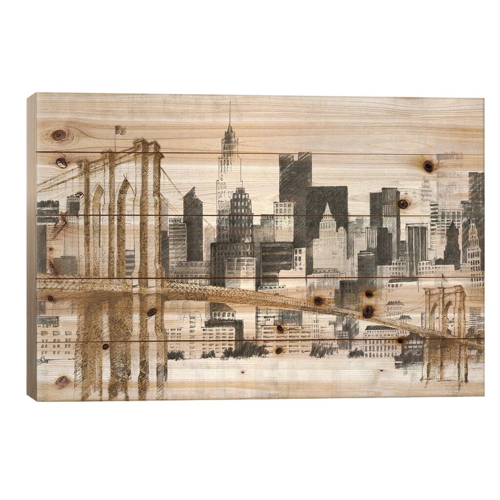 New York Skyline I Print On Wood by Avery Tillmon - Multi-Color