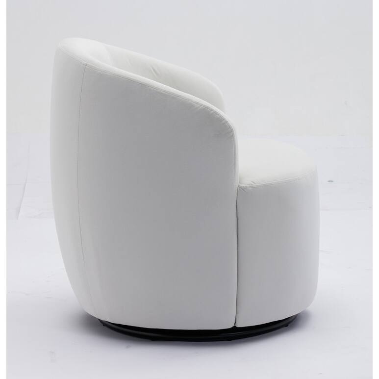Swivel Barrel Chair, Modern Velvet Upholstered 360°Swivel Accent Chairs,White