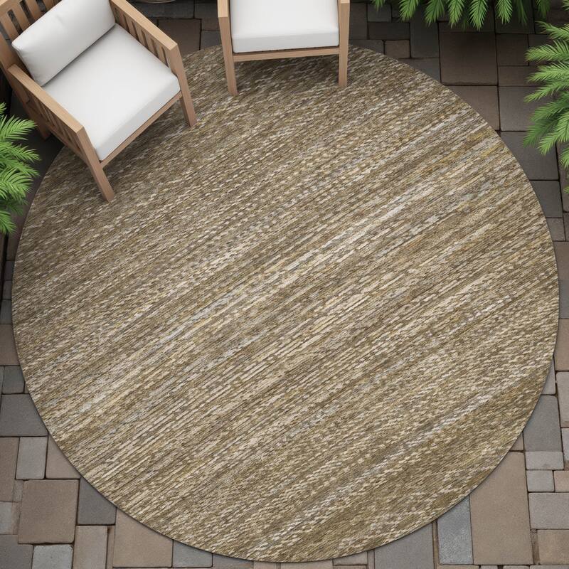 Machine Washable Indoor/Outdoor Modern Trellis Chantille Rug - Chocolate - 8' x 8'