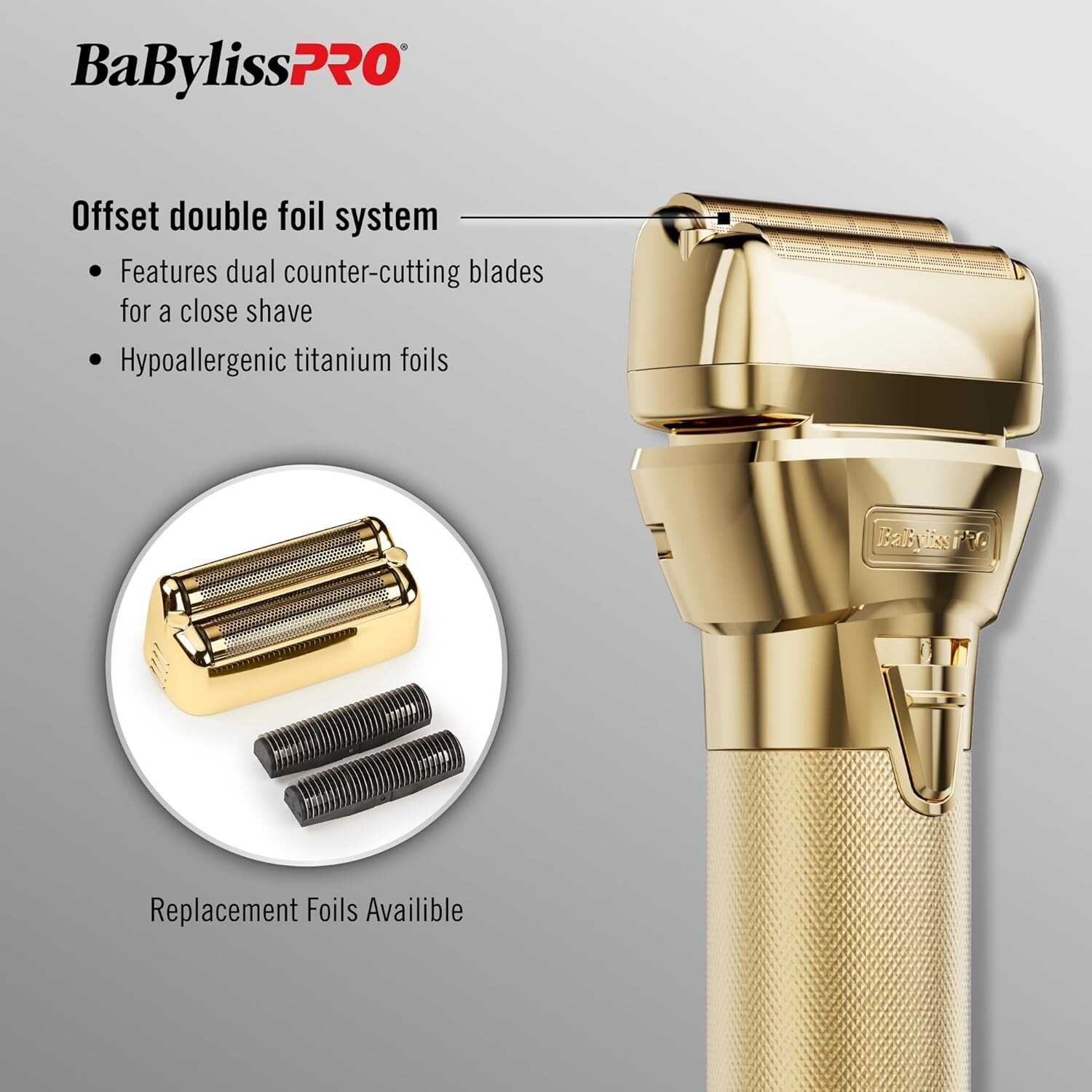BaBylissPRO FX79FSG Goldfx Fxone Double Foil Shaver - On