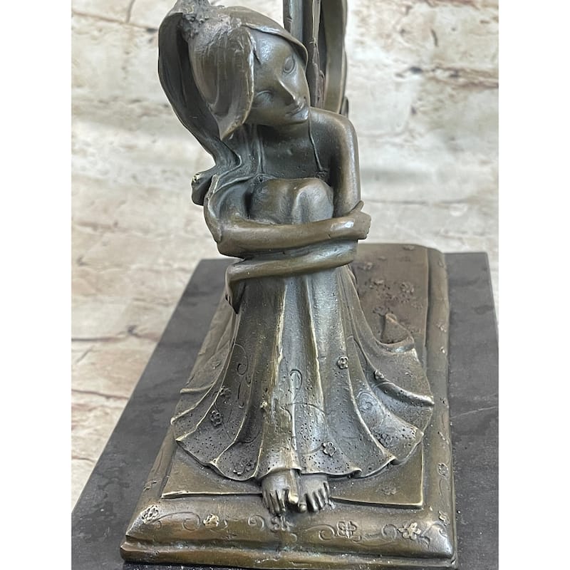 Angel Memorial Picture Holder Frame Bronze Statue Sculpture 19 Inches X 8 Inches