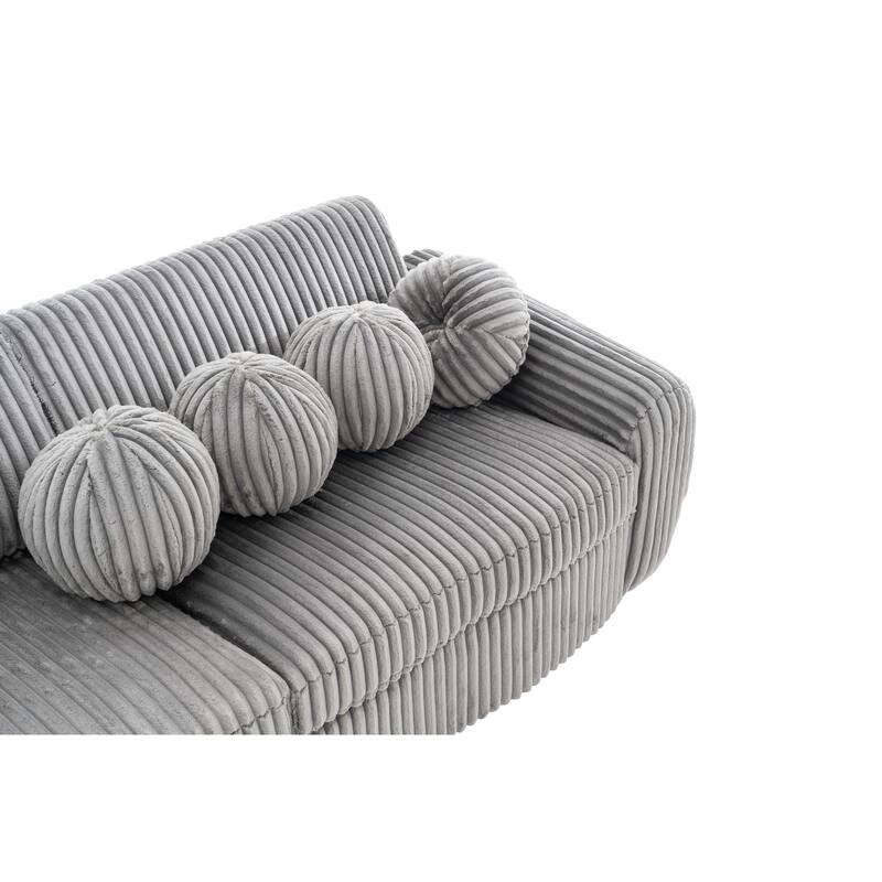 84.4" Corduroy 3-Seater Sofa with Solid Wood Frame, Comfortable Cushions