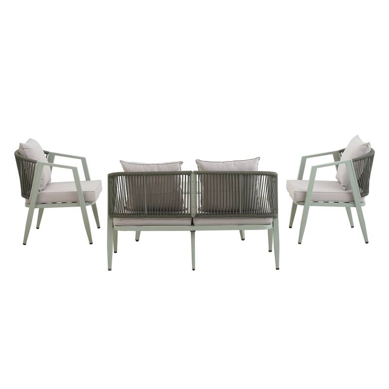 Roomfitters 4 Pcs Modern Outdoor Seating Set, Durable and Comfortable Patio Furniture Set for Backyard, Poolsides
