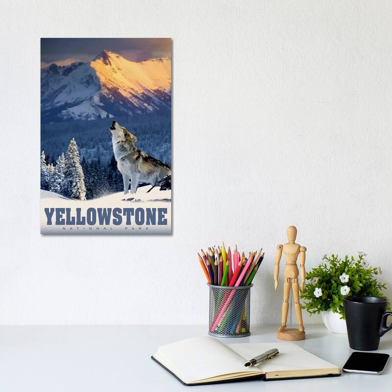 iCanvas "Yellowstone Wolf" by Old Red Truck Canvas Print - 12x8x0.75