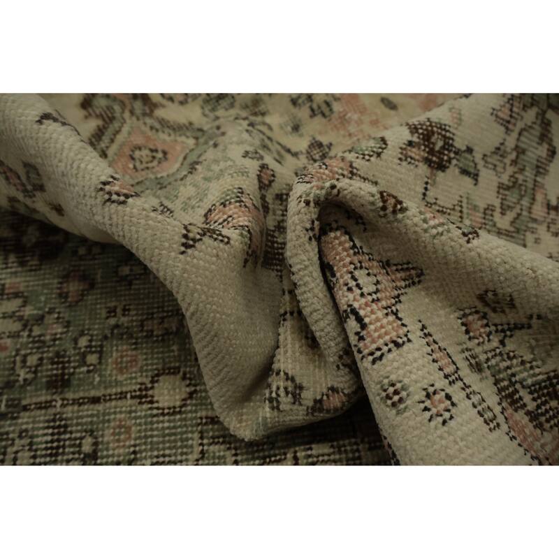 Hand Knotted Oriental 100% Wool Carpet Transitional Floral Beige & Ivories Anatolian Area Rug - 9' 2'' X 5' 3''