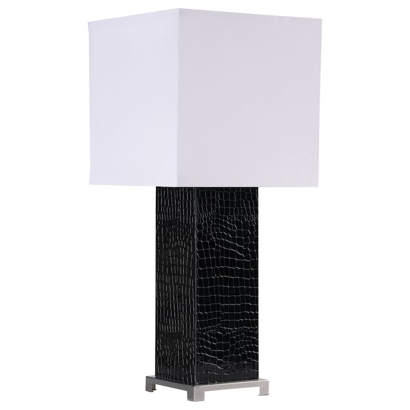 Bridle 25-inch Square Shade Faux Crocodile Table Lamp Black - Black