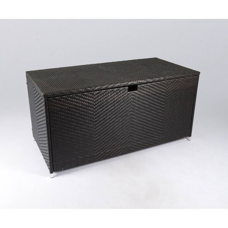 Large Outdoor Resin Wicker Storage Box with Waterproof Lid - Tortoise