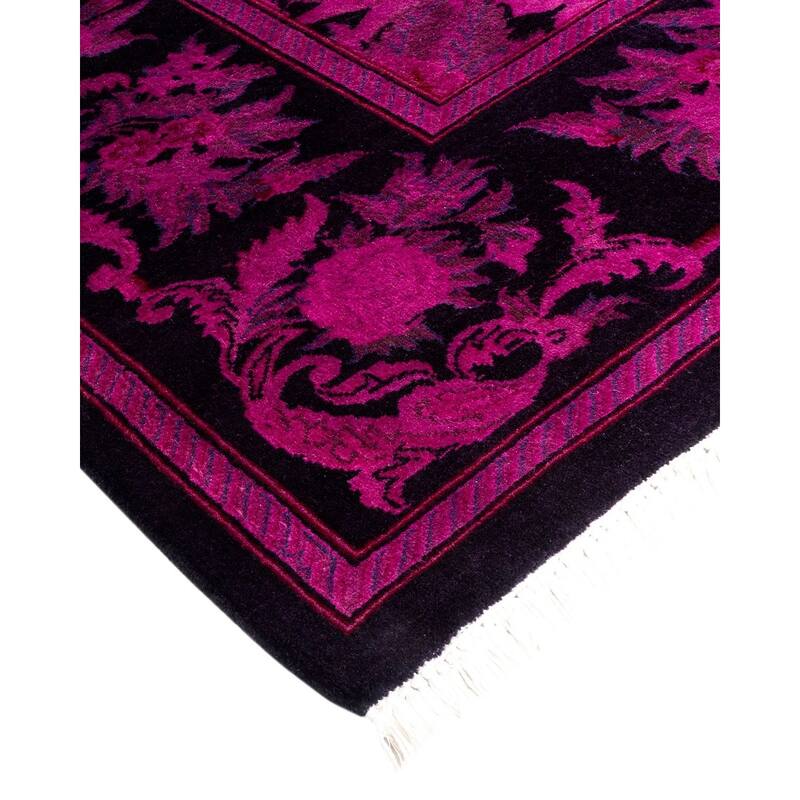 Overton Hand Knotted Wool Vintage Inspired Modern Contemporary Overdyed Pink Area Rug - 6' 2" x 9' 1"