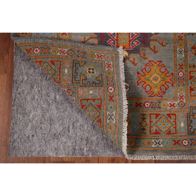 Gray Kazak Oriental Runner Rug Handmade Wool Carpet - 2'8" x 9'7"