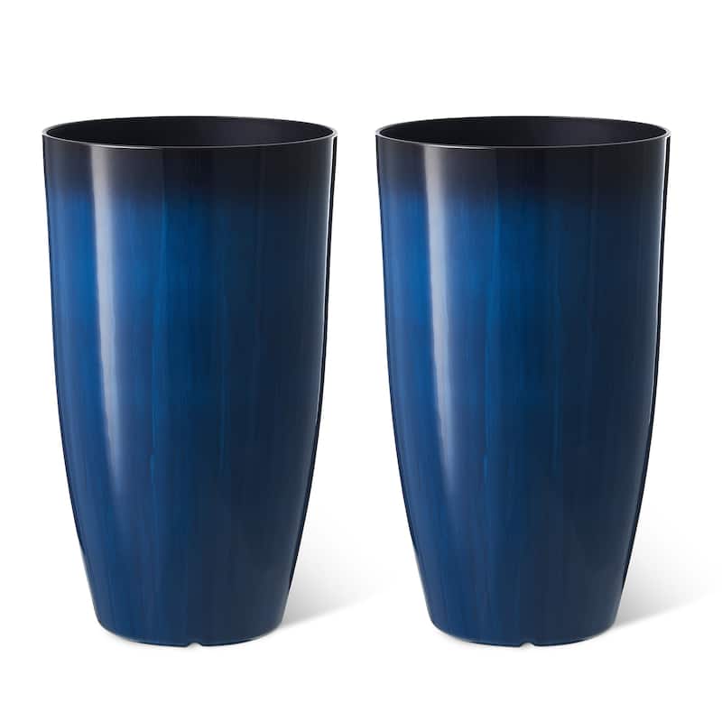 Glitzhome 23.5"H Set of 2 Oversized Gradient Blue/Green Tall Plastic Planter