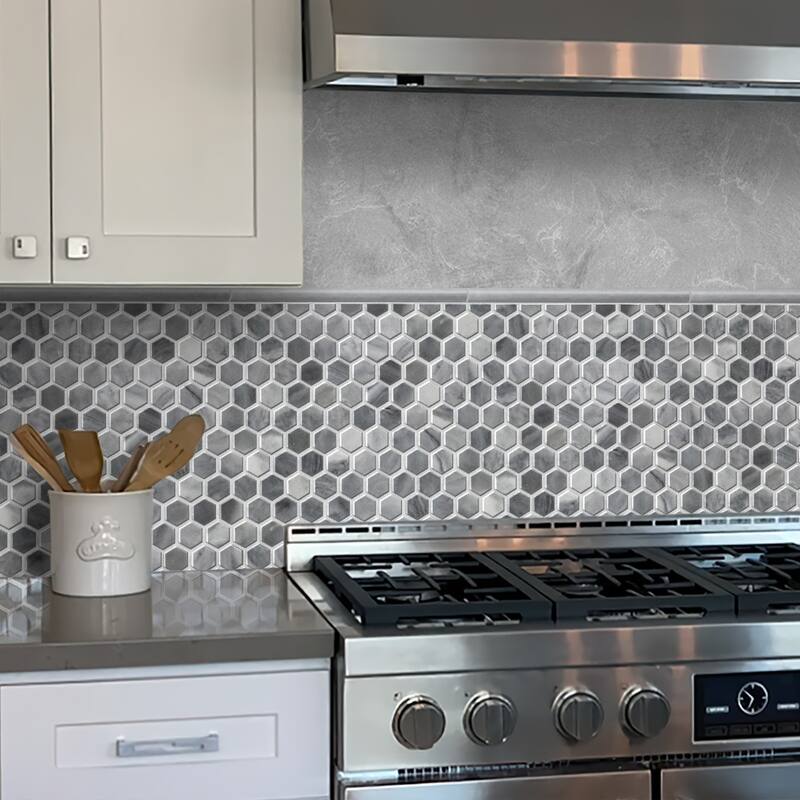 Apollo tile 0.5 x 12 Grandis Polished Cloud Gray Bardiglio Nuvolato Marble Tile (0.5 sq ft/case) - 10 Pack