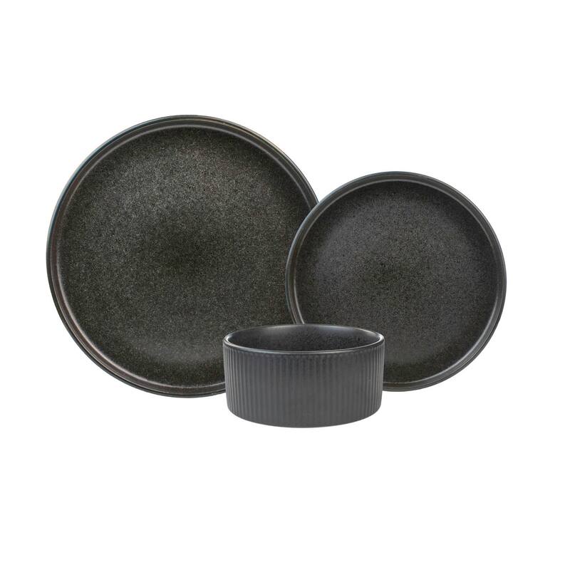 Anderson Black Stoneware 12 Pc Set - Black