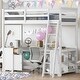 preview thumbnail 2 of 29, Twin Loft Bed with U-shaped Desk, Drawers and Storage Shelves, White White