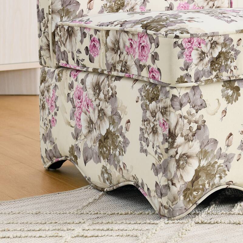 Upholstered Single Sofa Lounge Chair with Floral Pattern,Soft seat cushion and backrest,Armless Accent Chair