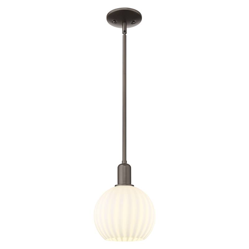Innovations Lighting Endless Possibilities Arcadia - White Venetian - 1 Light 8" Stem Hung Mini Pendant - Oil Rubbed Bronze