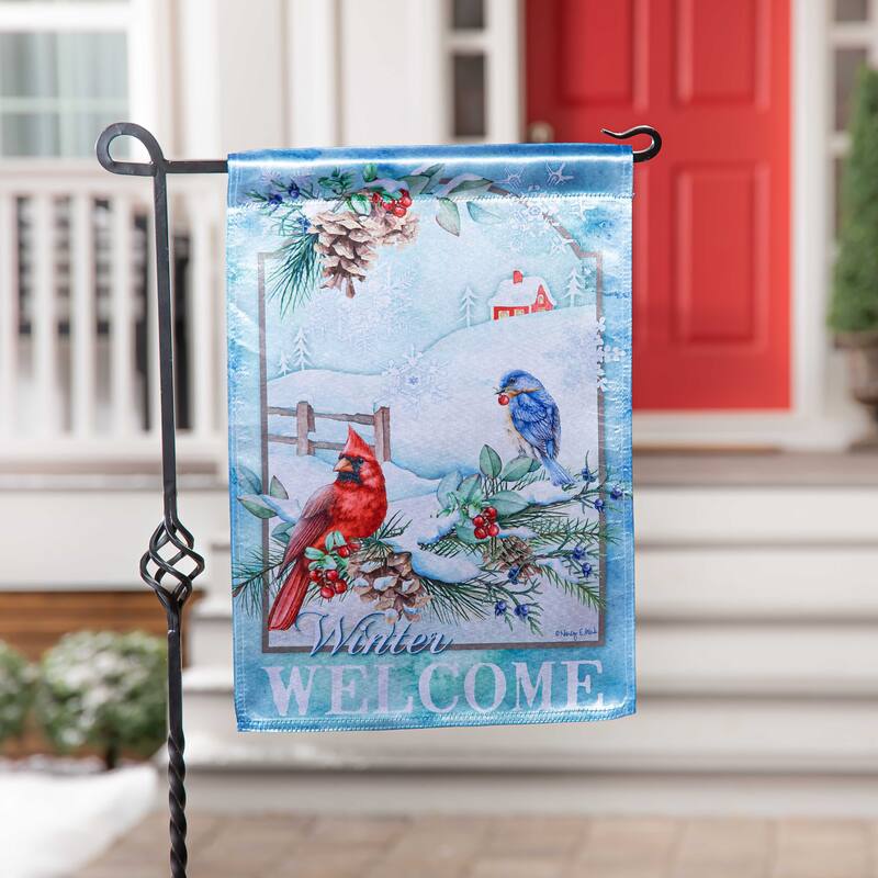 12.5 in. x 18 in. Snow Country Birds Lustre Garden Flag