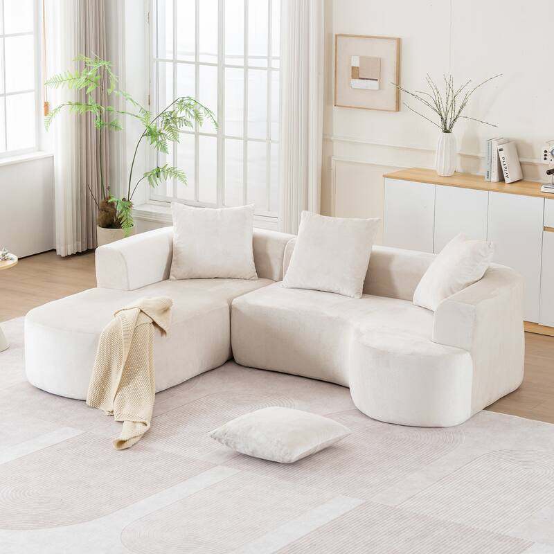 Curved Modular Sofa L-Shape Sectional Chaise Cloud Sleeper Couch