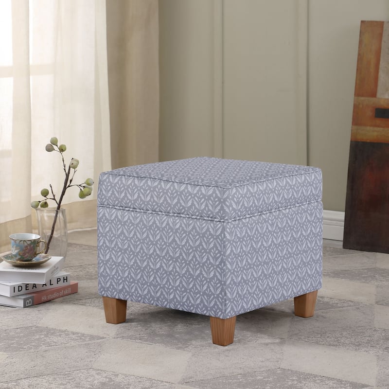 Carson Carrington Birkerod Square Lift-off Storage Ottoman - Light Gray Print