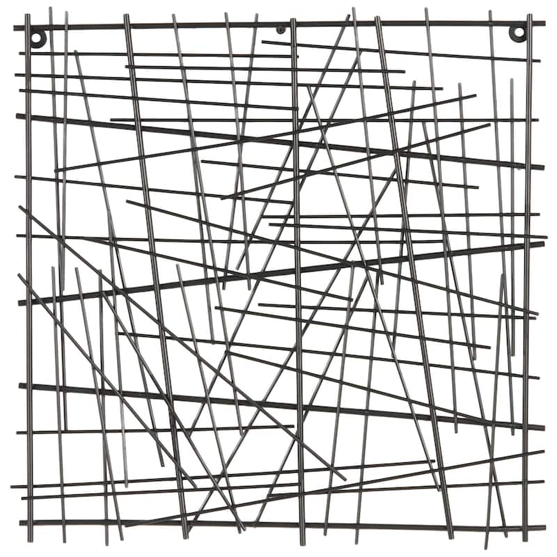Metal Abstract Overlapping Sticks Home Wall Decor - Black - Roche River Decor