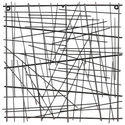 Metal Abstract Overlapping Sticks Home Wall Decor - Black - Roche River Decor