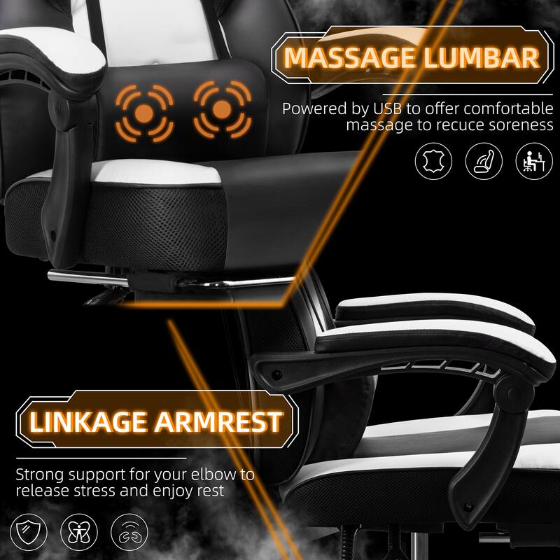 Adjustable Comfortable Game Chair Swiveling PC & Racing with Footrest