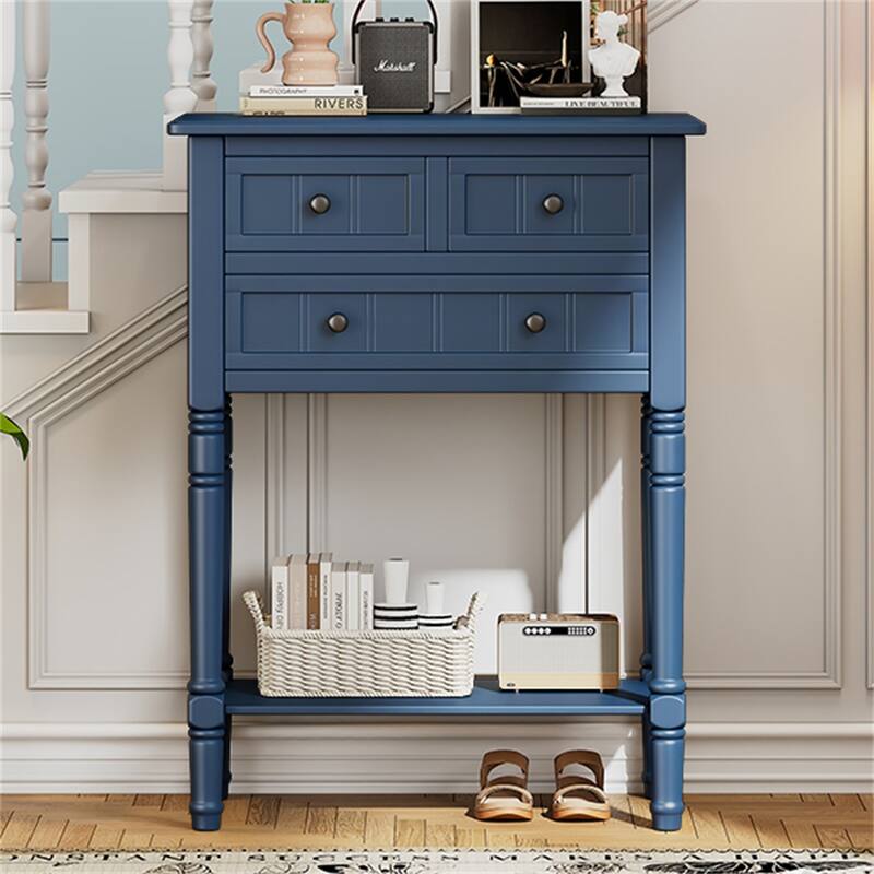Console Table with 3 Storage Drawers and Bottom Shelf