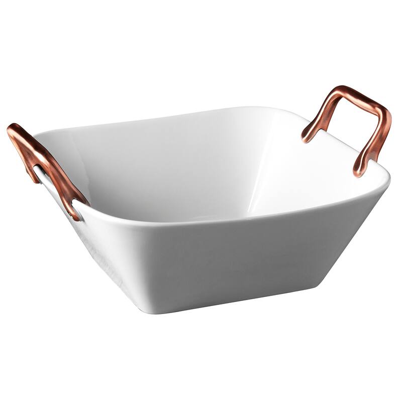 Denmark 11.20" White Square Serve Tray with Handles