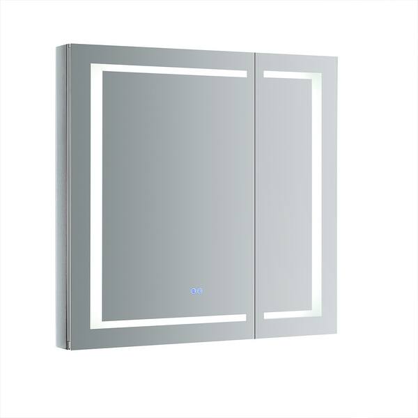 Shop Fresca Spazio 36 Wide X 36 Tall Bathroom Medicine Cabinet W Led Lighting Defogger Overstock 31456741