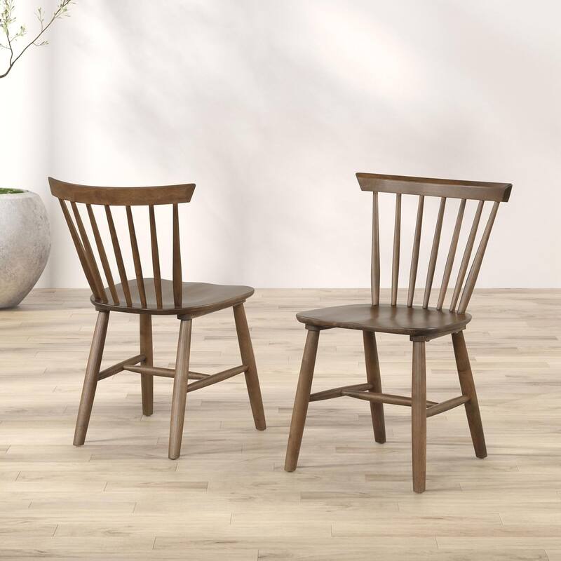 Mid Century Modern Walnut Finish Wooden Chairs Set