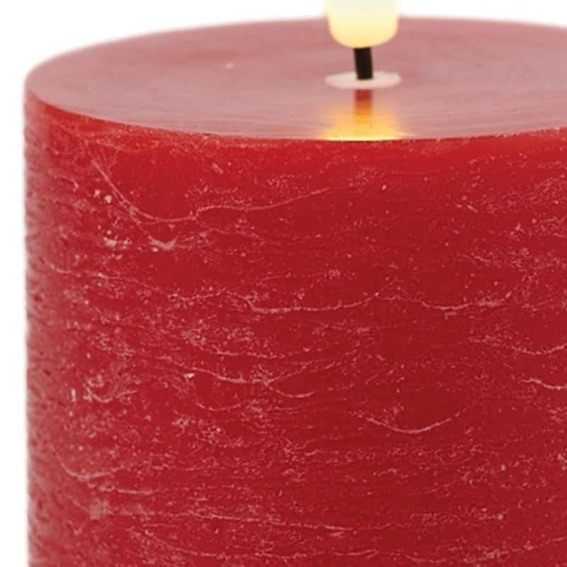 Set of Two Red Flameless Pillar Candles