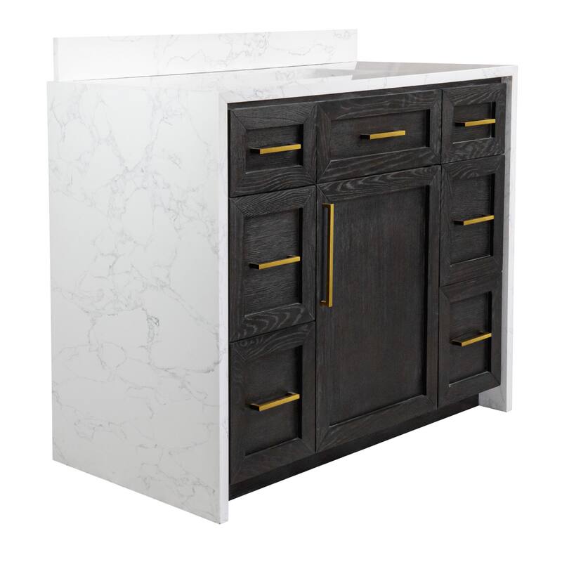 KitchenBathCollection Palisade 42" Waterfall Vanity with Engineered Marble Top
