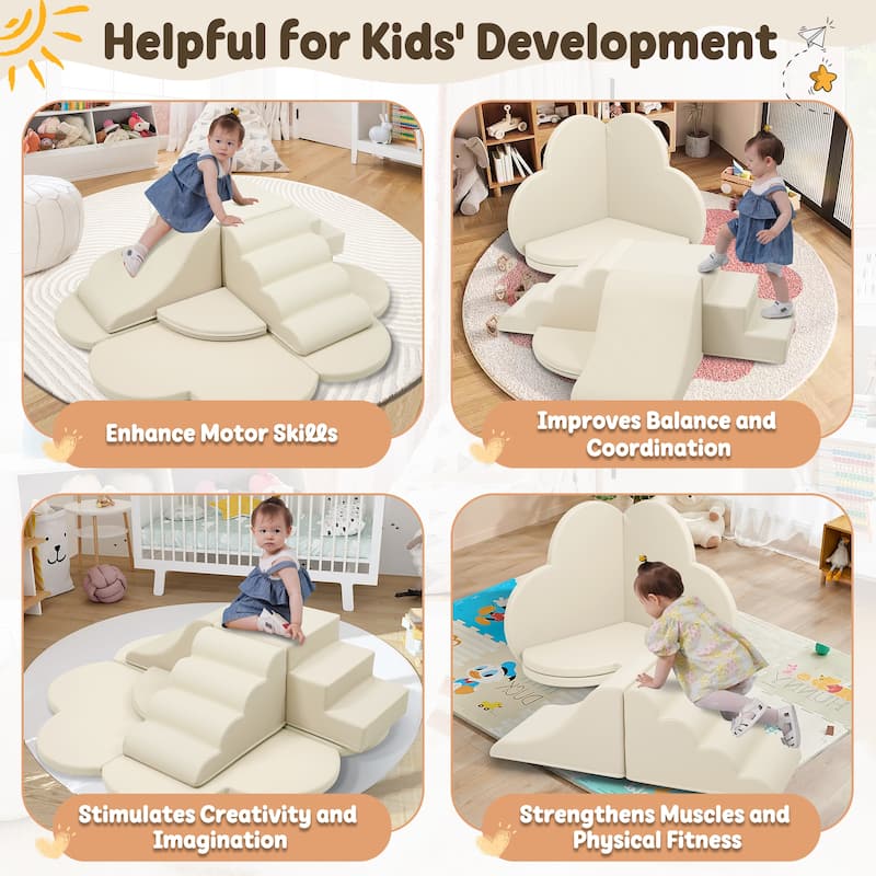 6PS Soft Foam Climber Play Set - Baby Crawling & Climbing Blocks, Activity Toys for Child Development, Non-Slip Foam Structure