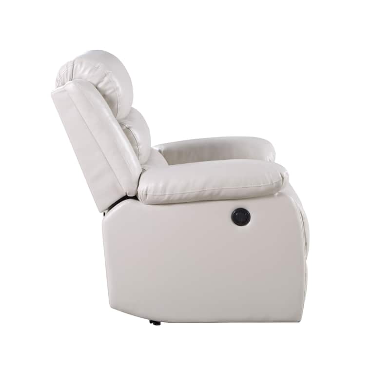 Beige Contemporary PU Leather Power Recliner, Adjustable Position