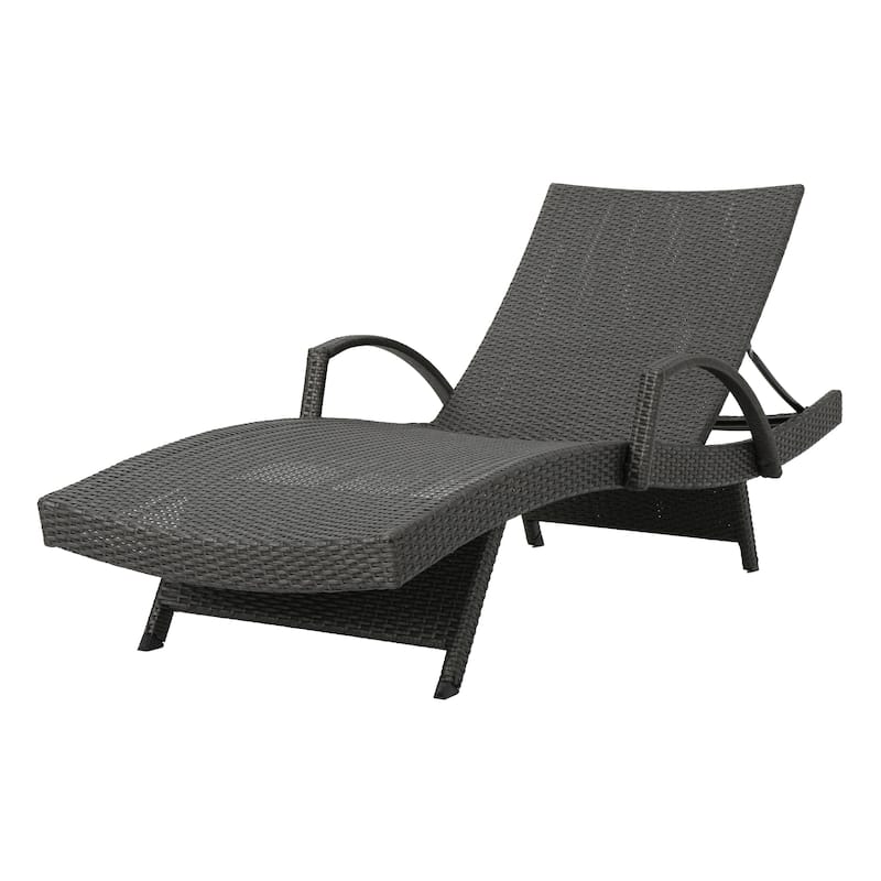 Mach Chaise Lounger Set of 2, Dark Gray Rattan Wicker, Outdoor, 79 Inch