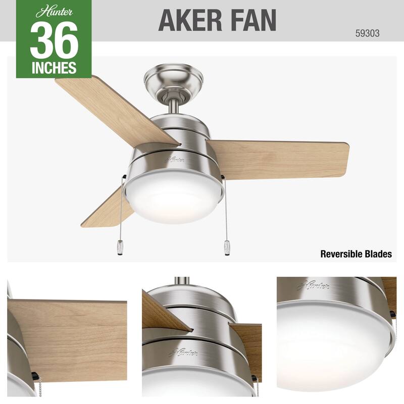Hunter Aker LED Light 36 Ceiling Fan 59302