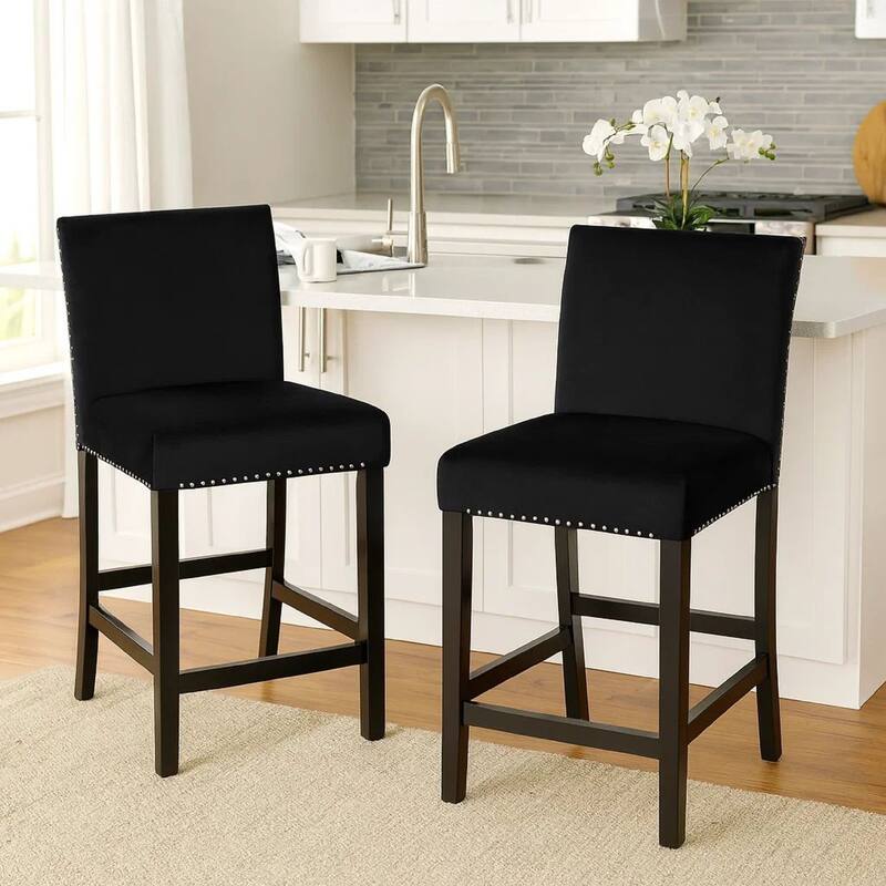 Eva 19 Inch Dining Chair, Set of 2, Parson Style, Nailhead Trim, Gray
