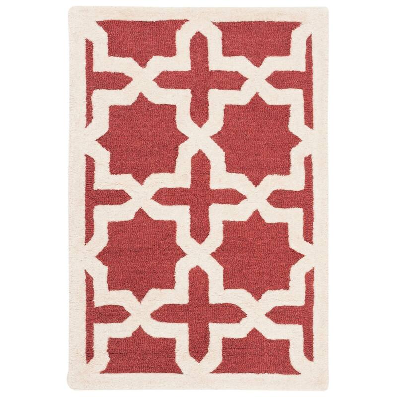 SAFAVIEH Handmade Cambridge Remedios Geometric Wool Rug - 2'6" x 4' - Rust/Ivory
