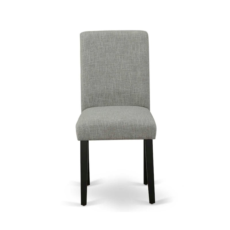 Parsons Round Dining Chair - Linen Fabric Seat, Solid Wood Frame - Modern Kitchen Accent Chair