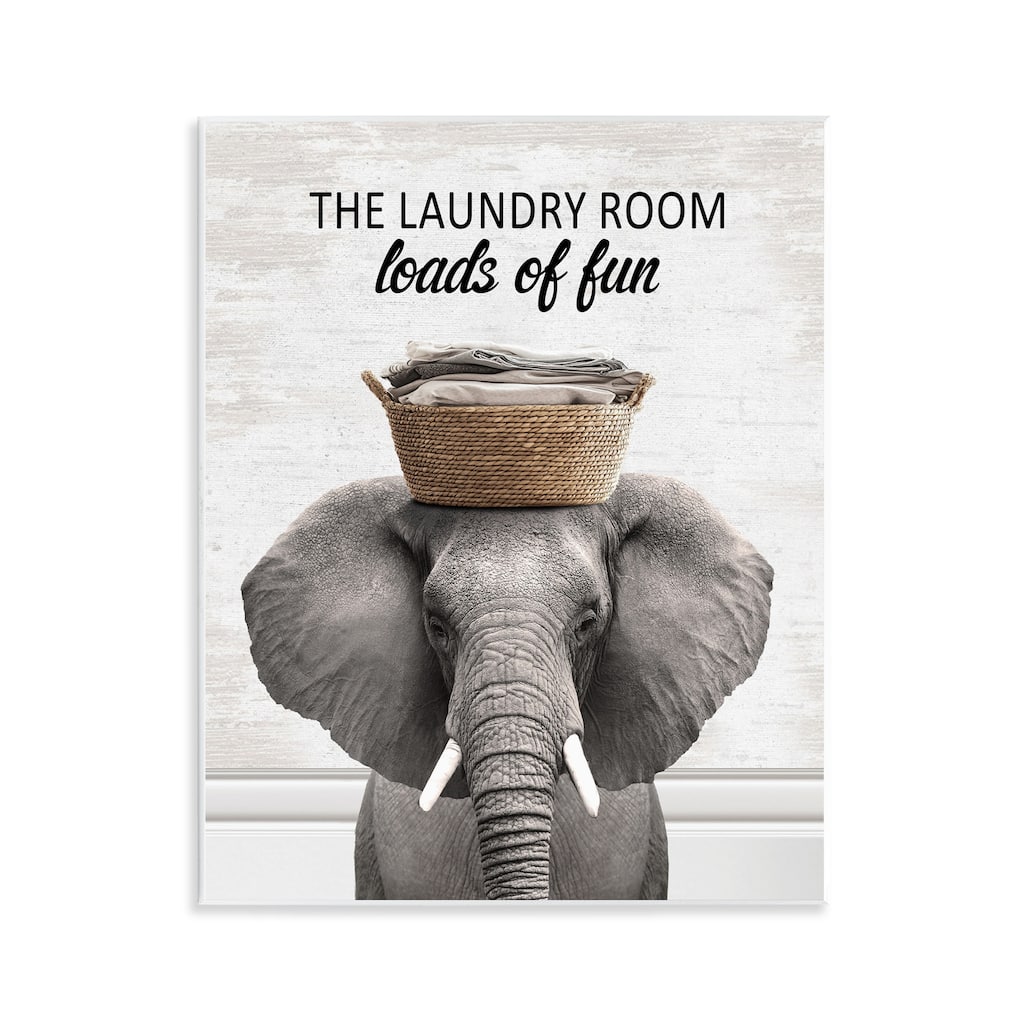 Stupell Loads Of Fun Laundry Elephant Wall Plaque Art Design By Lettered and Lined