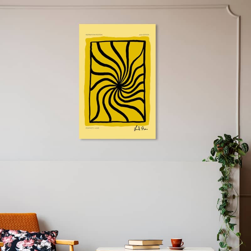 Wynwood Studio Canvas Abstract I Love Positive Yellow Yellow and Modern & Contemporary Wall Art Canvas Print - 20 x 30