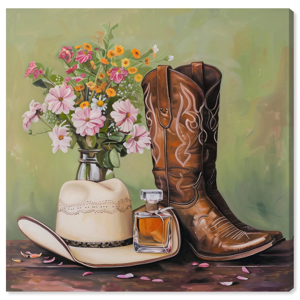 Spring Green Cowboy Necessities Canvas by Art Remedy, Gallery Wrapped