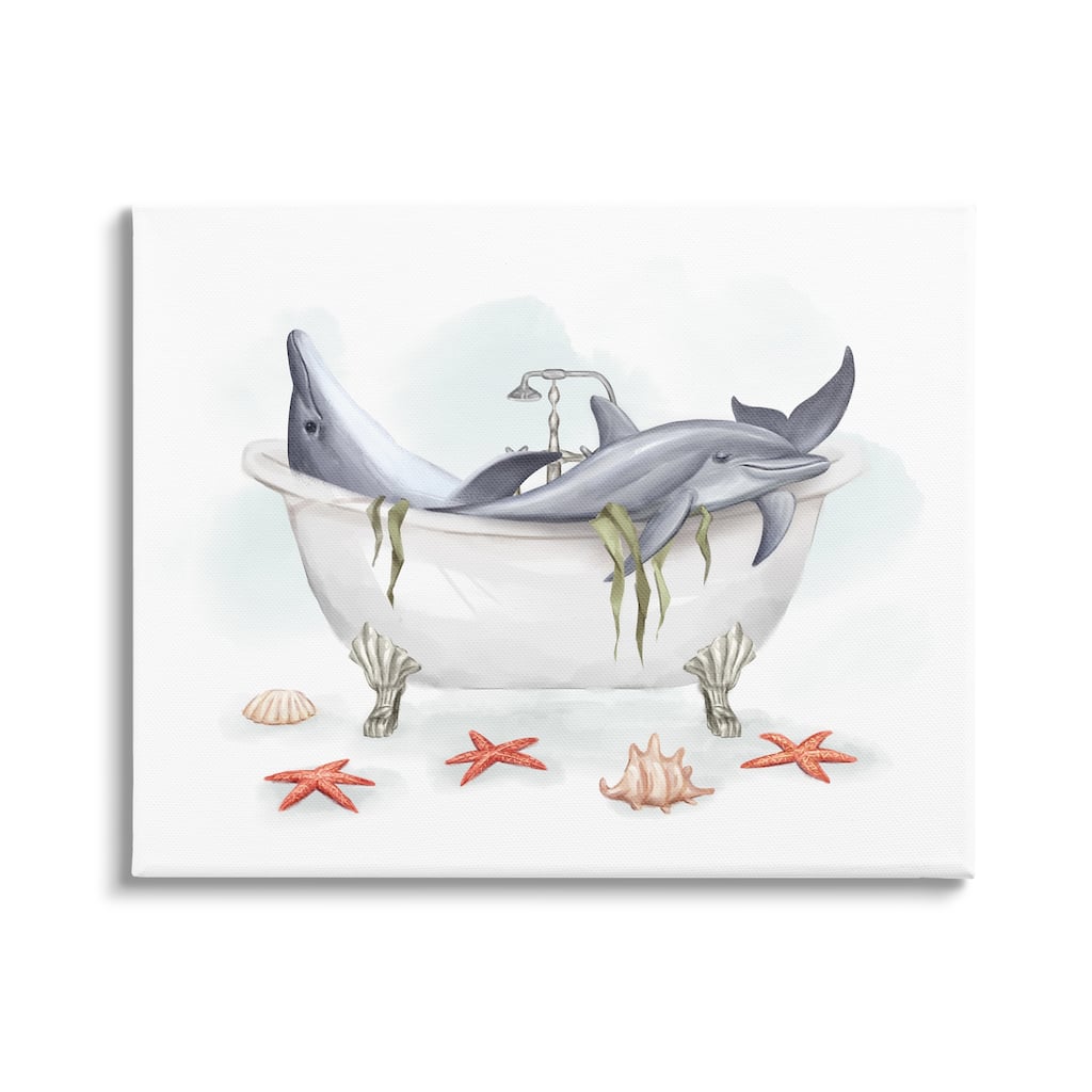 Stupell Relaxing Dolphins Swimming Bathtub Nautical Starfish Canvas Wall Art, Design by Ziwei Li