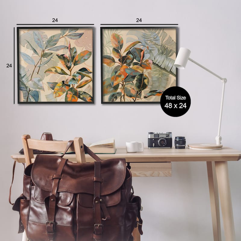 Stupell Neutral Tropical Organics Framed Giclee Art Design By Dusza (Set of 2)