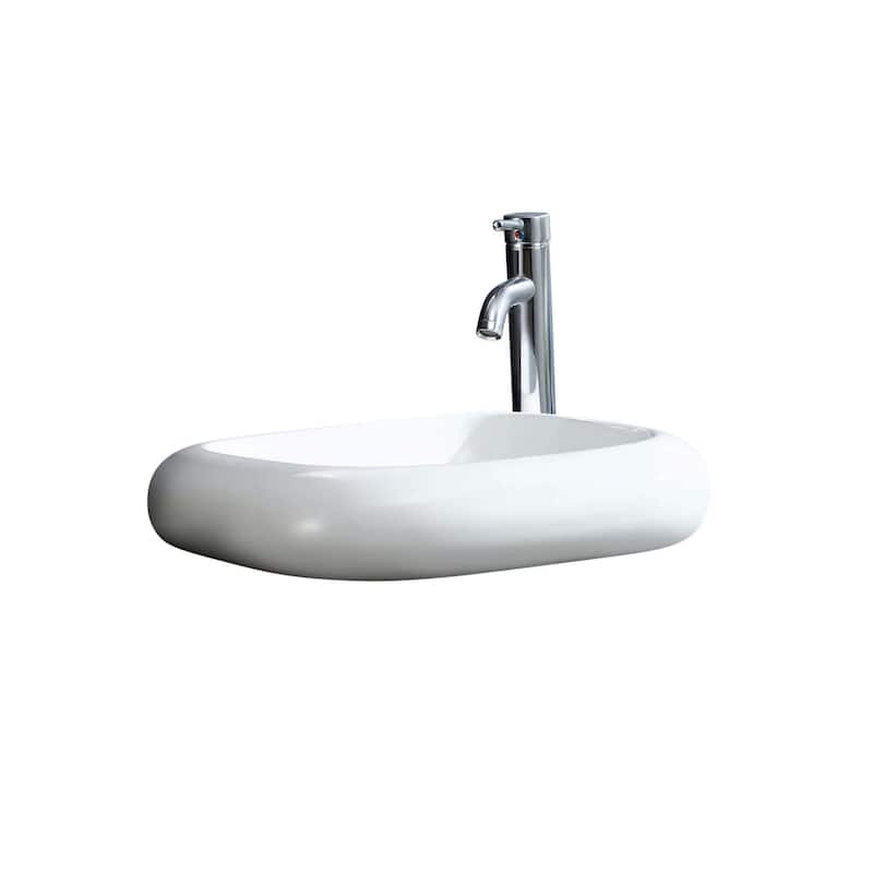 Fine Fixtures White Vitreous China Square curving Sides Vessel Sink