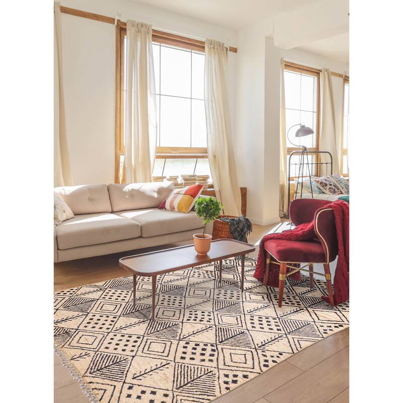 ECARPETGALLERY Hand-knotted Pak Finest Marrakesh Cream Wool Rug - 6'10 x 9'8