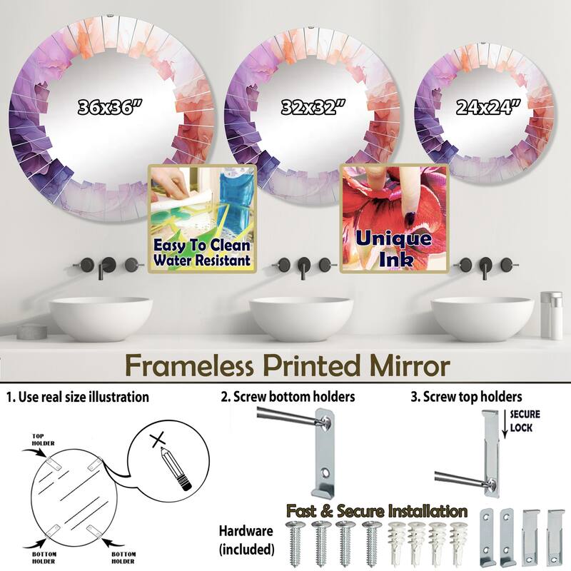 Designart "Vibrant Swirls" Abstract Spirals Modern Wall Mirror