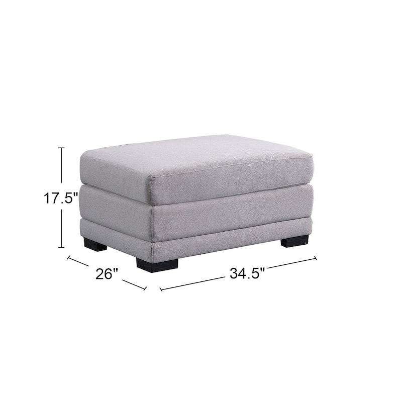 Upholstered Reversible Modular Sofa with Ottoman in Light Gray