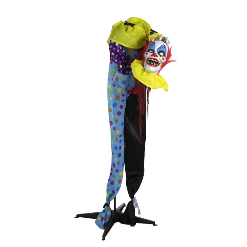 Haunted Hill Farm Life-Size Animatronic Talking Clown with Lights and Sound, Indoor or Covered Outdoor Halloween Decoration