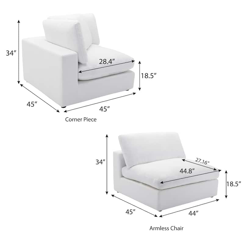 Roundhill Furniture Rivas Contemporary Feather Fill 5-Piece Modular Sectional Sofa